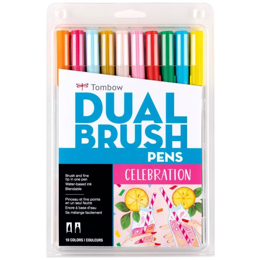 Tombow Dual Brush Pen Set of 10 Celebration Colors