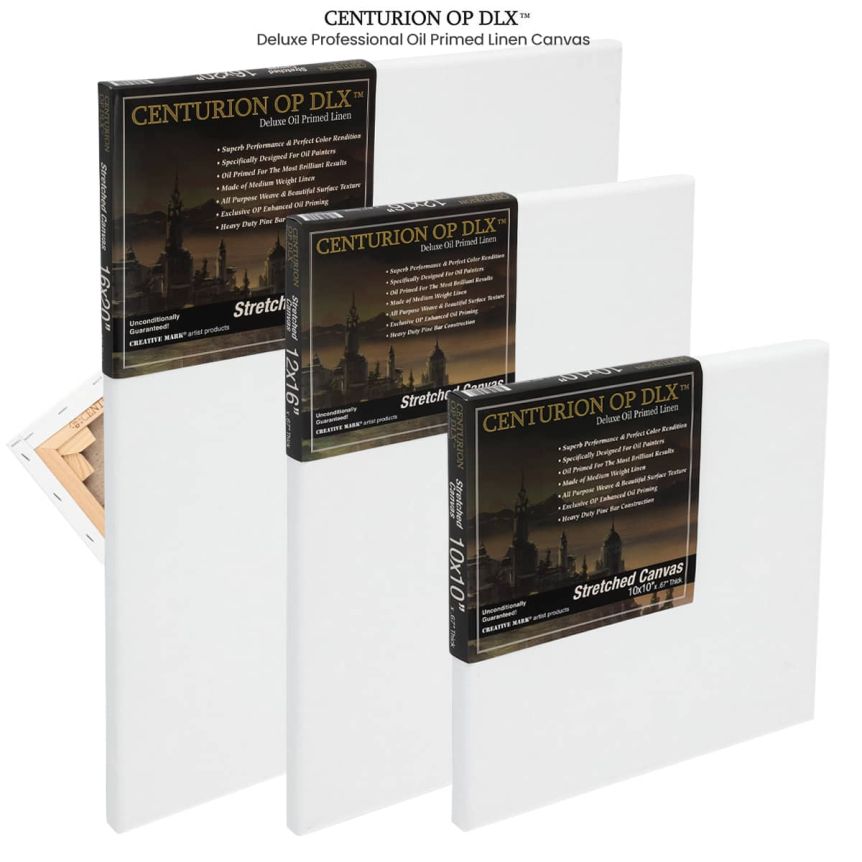 Centurion (OP DLX) Deluxe Professional Oil Primed Linen Stretched Canvas Boxes of 6