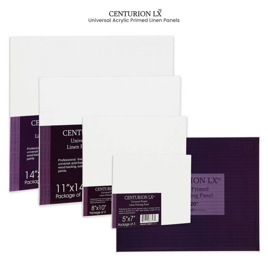 Centurion LX Acrylic Primed Linen Panels (Packs of 3)