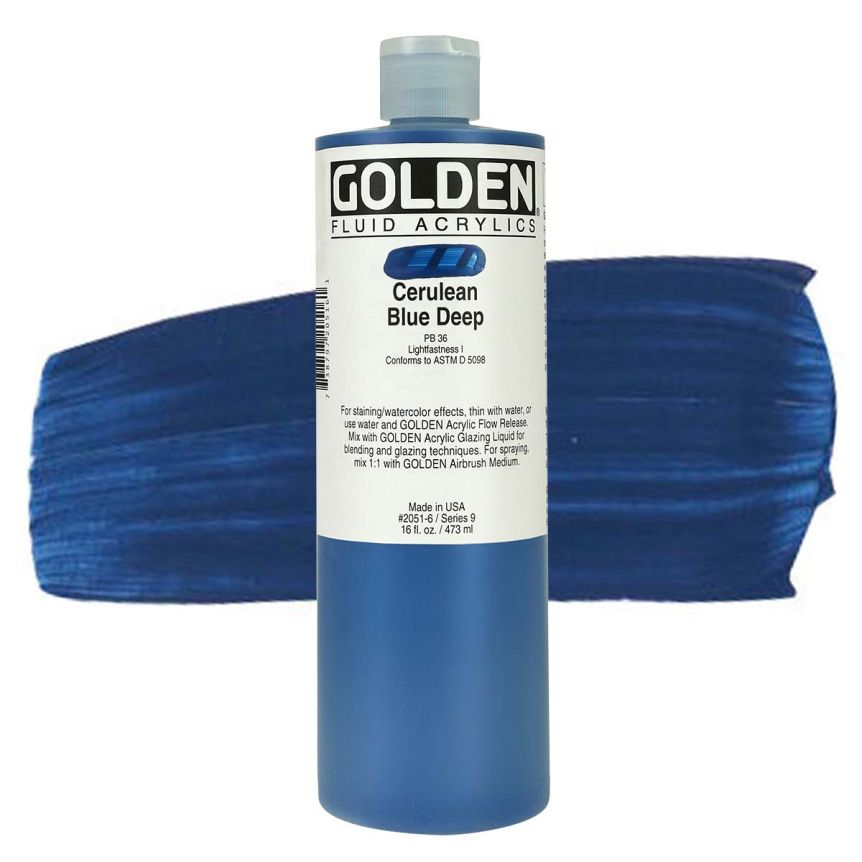 GOLDEN Fluid Acrylics Cerulean Blue Deep, 16oz