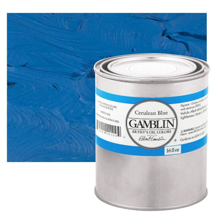 Gamblin Artists Oil - Cerulean Blue, 16oz Can