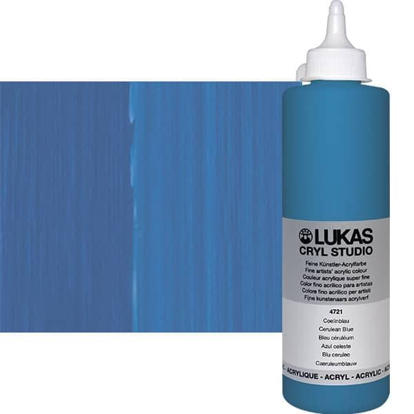 Cryl Studio Acrylic Paint - Cerulean Blue, 500ml Bottle