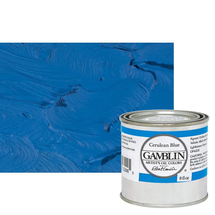 Gamblin Artists Oil - Cerulean Blue, 8oz Can