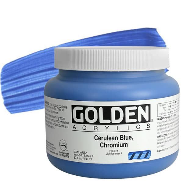 GOLDEN Heavy Body Acrylics - Cerulean Blue Chromium, 32oz Jar