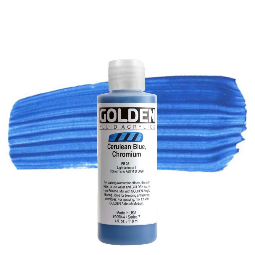GOLDEN Fluid Acrylics Cerulean Blue Chromium 4 oz