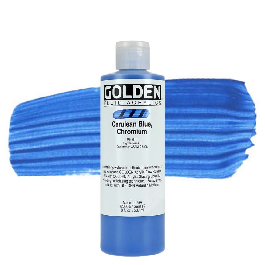 GOLDEN Fluid Acrylics Cerulean Blue Chromium, 8oz