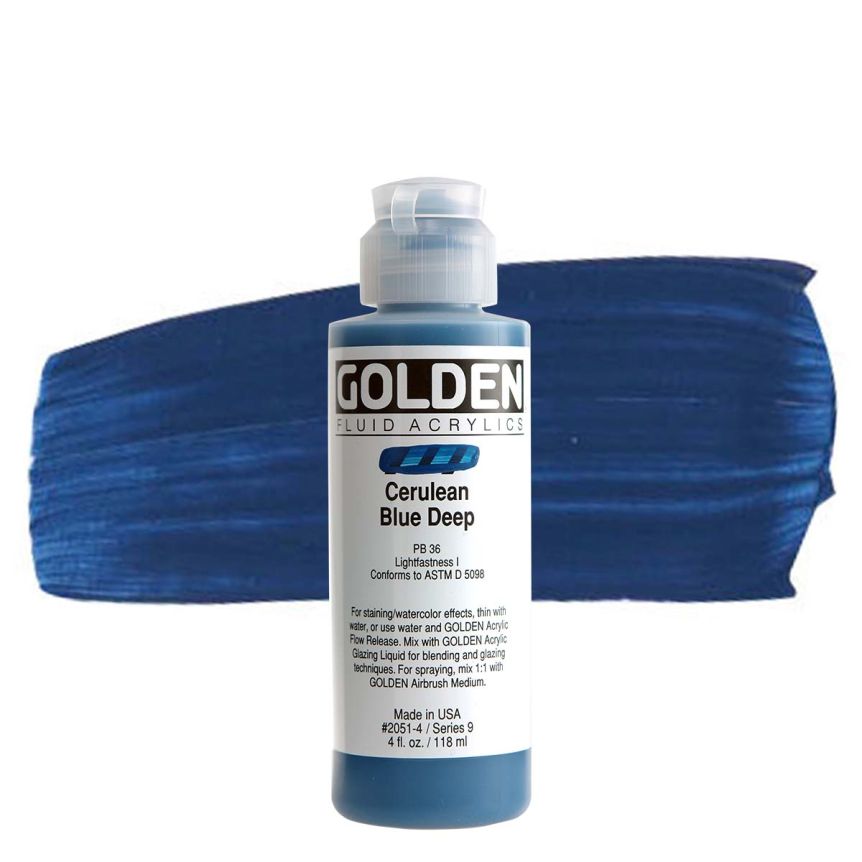 GOLDEN Fluid Acrylics Cerulean Blue Deep 4 oz