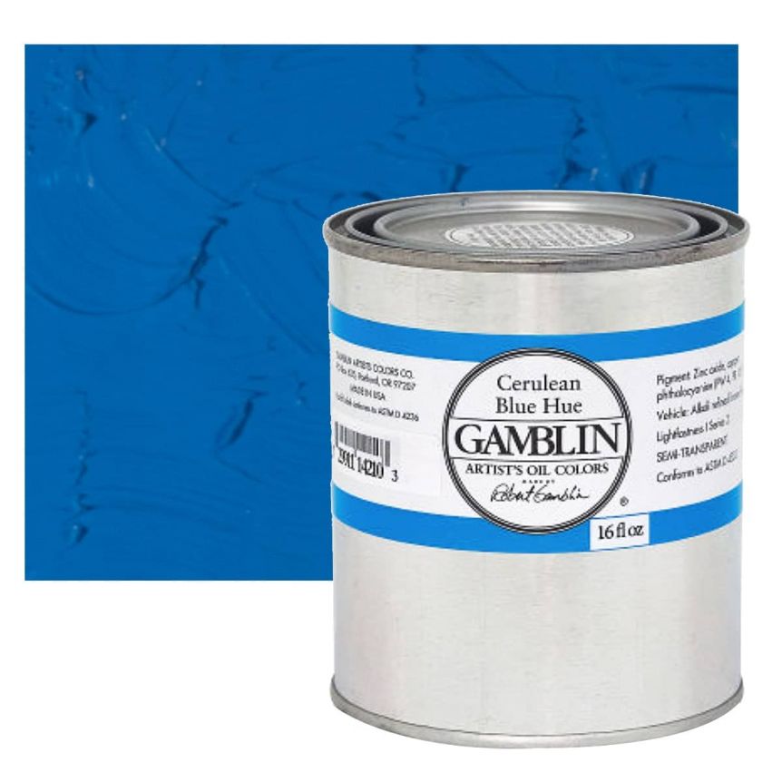 Gamblin Artists Oil - Cerulean Blue Hue, 16oz Can