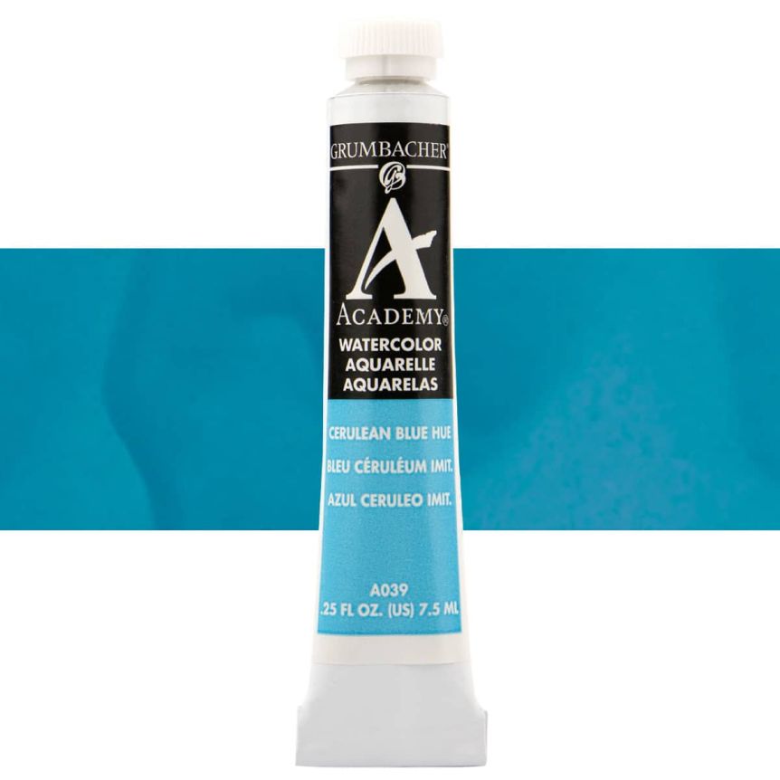 Grumbacher Cerulean Blue Hue Academy Watercolor 7.5 ml Tube