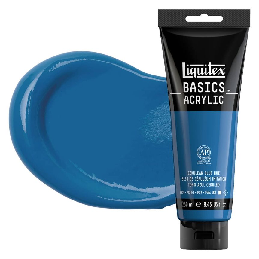Liquitex Basics Acrylic Paint - Cerulean Blue Hue, 250ml Tube