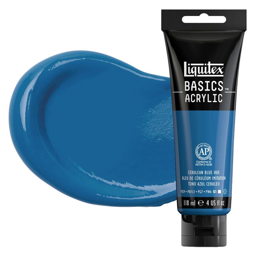 Liquitex Basics Acrylic Paint - Cerulean Blue Hue, 4oz Tube