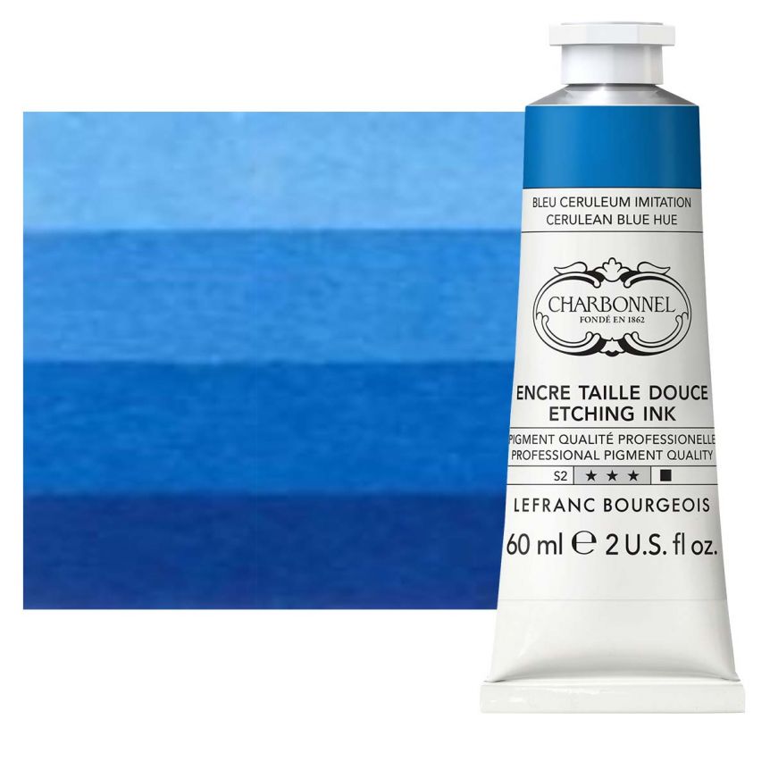 Charbonnel Etching Ink - Cerulean Blue Hue, 60ml Tube