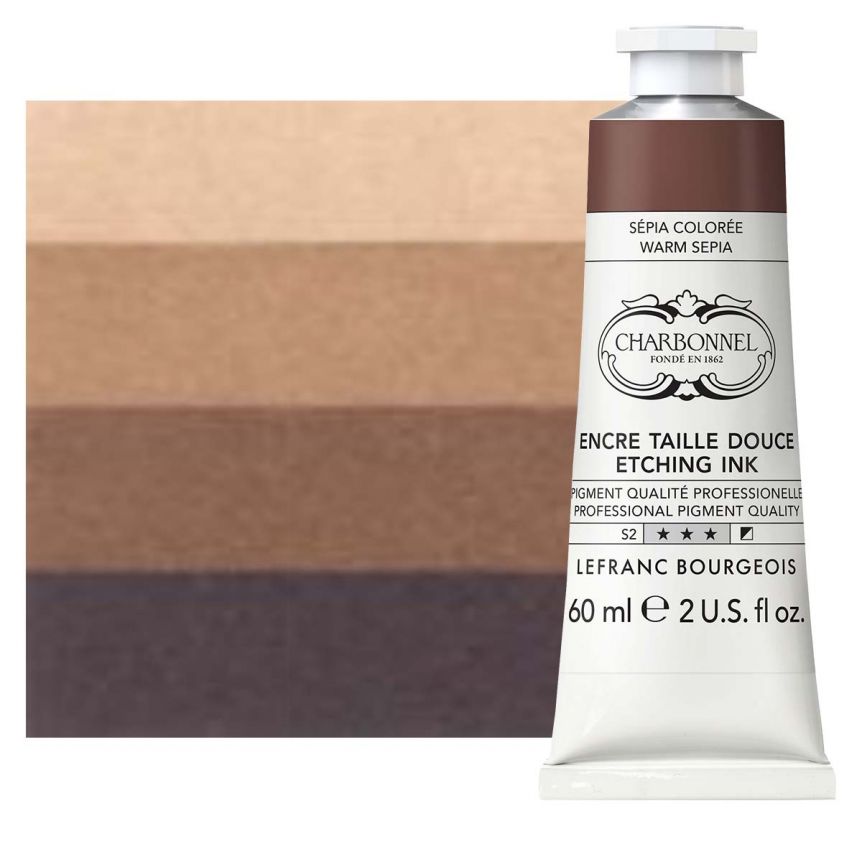 Charbonnel Etching Ink - Warm Sepia, 60ml Tube