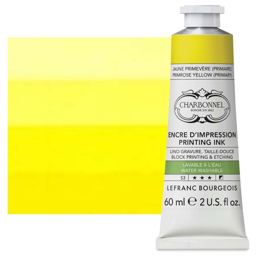 Charbonnel Water Washable Printing Ink - Primrose Yellow, 60ml Tube 
