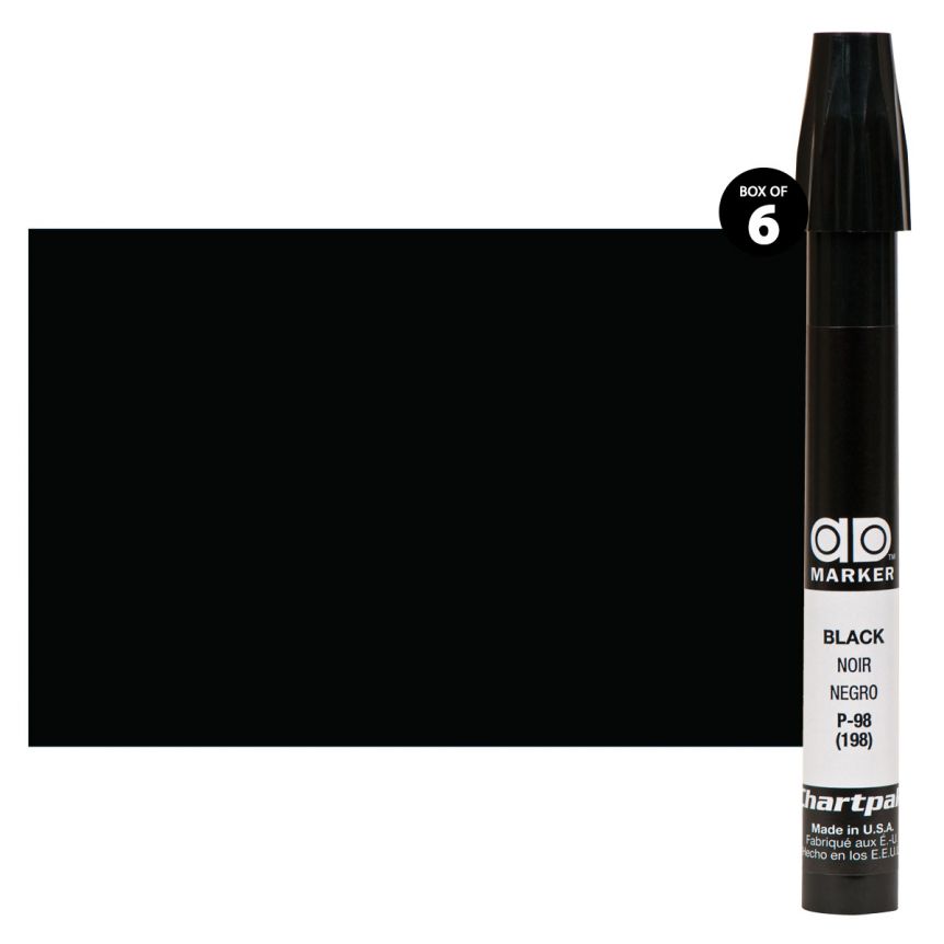Chartpak AD Marker - Black (Box of 6)
