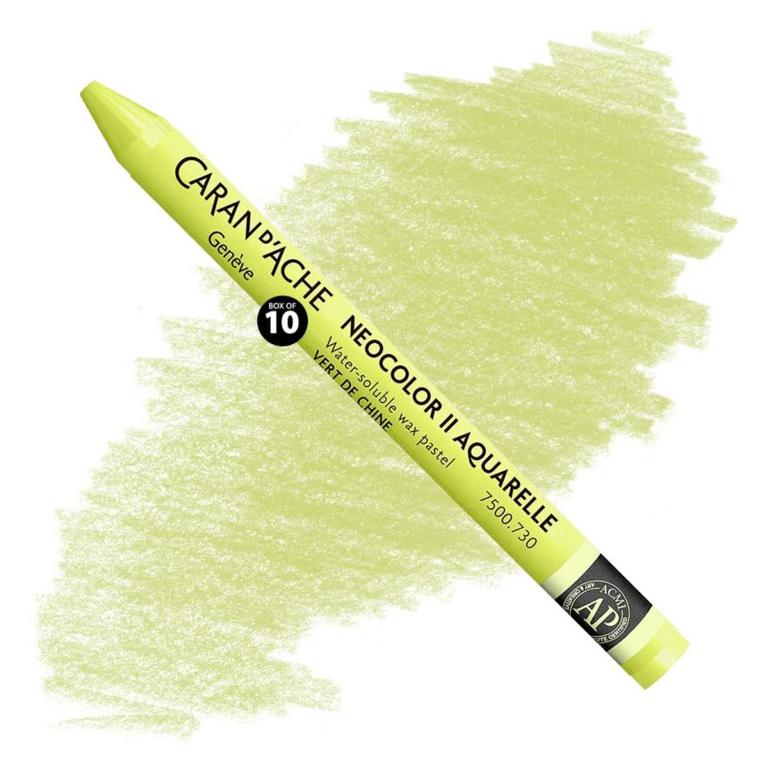 Caran d'Ache Neocolor II Water-Soluble Wax Pastels - Chinese Green, No. 730 (Box of 10)