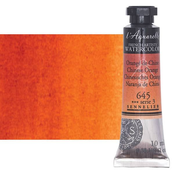 Sennelier French Artists' Watercolor - Chinese Orange, 10 ml Tube