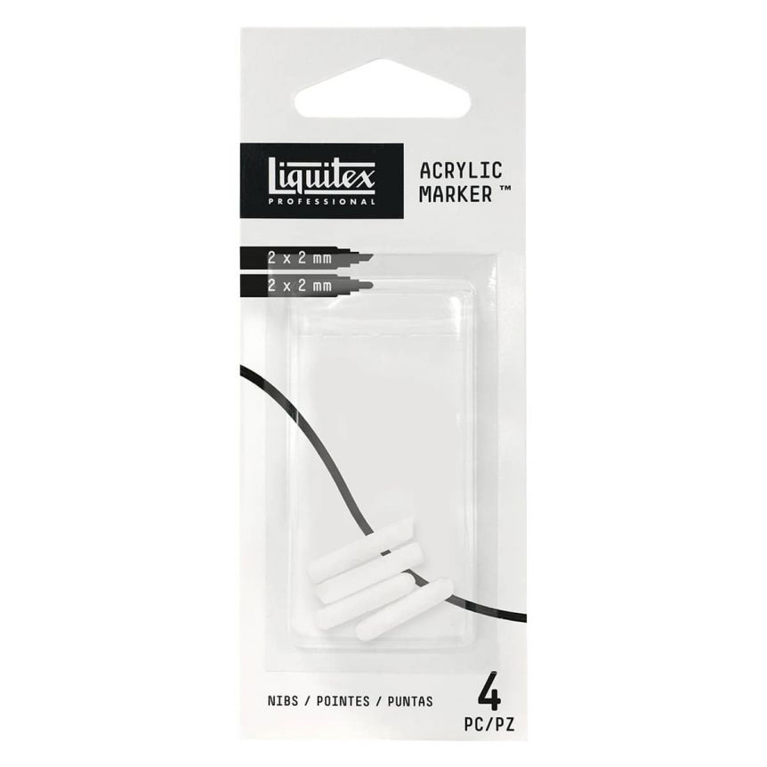 Liquitex Professional Paint Markers Pack of 4 Nibs (2 Chisel, 2 Round) - Fine, 2mm