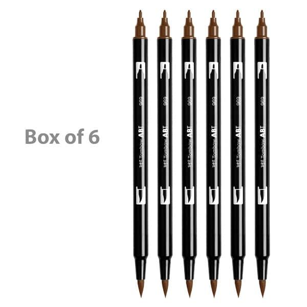 Tombow Dual Brush Pens Box of 6 Chocolate