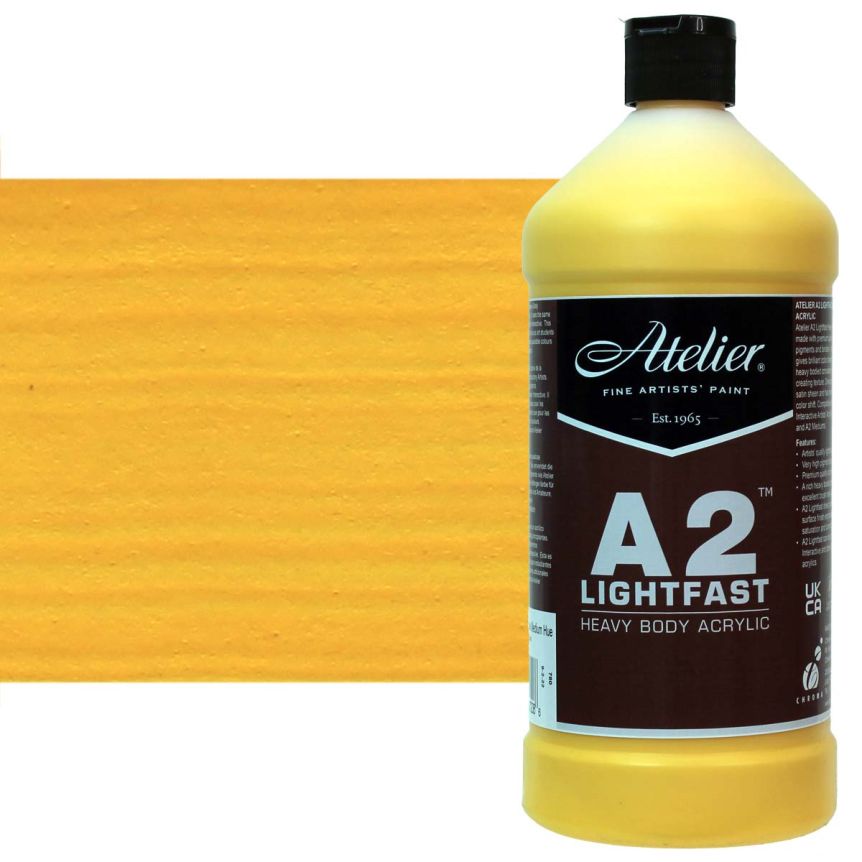 Chroma A2 Acrylic - Cadmium Yellow Medium Hue, 1L Bottle