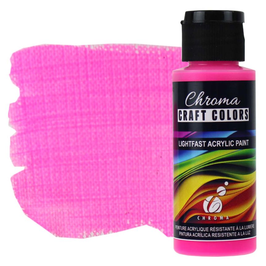 Chroma Acrylic Craft Paint - Crave The Rave Pink (Neon), 2oz Bottle