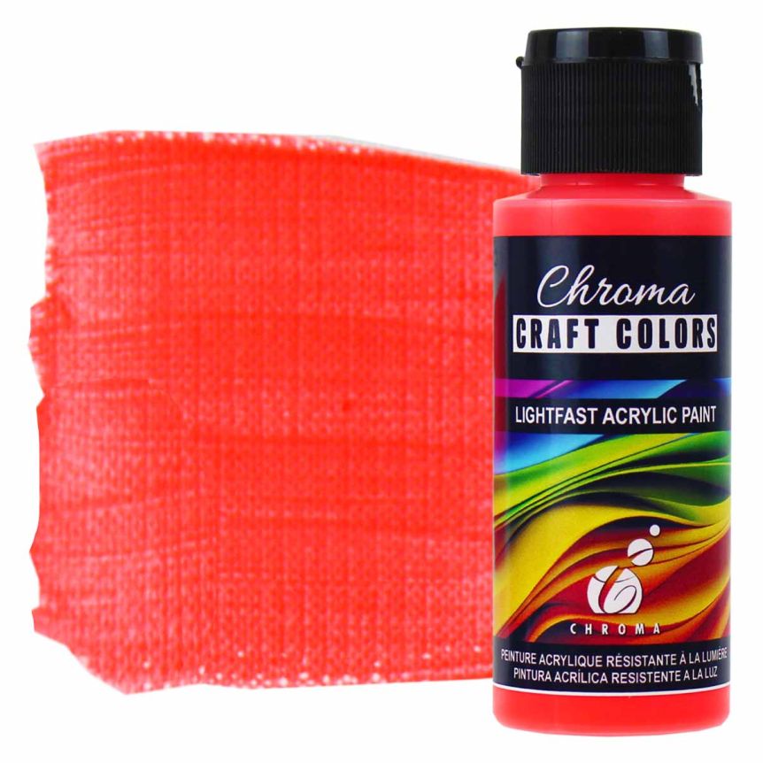Chroma Acrylic Craft Paint - Red Alert (Neon), 2oz Bottle