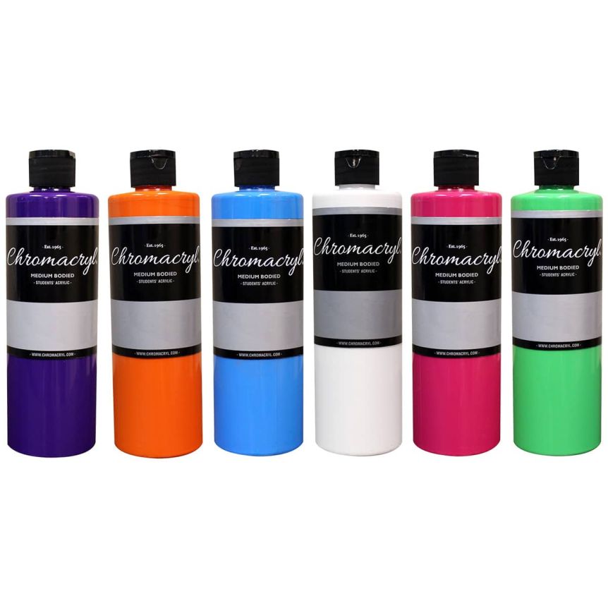 Chromacryl Students’ Acrylic - Bright Set of 6, 16.09 oz Bottles