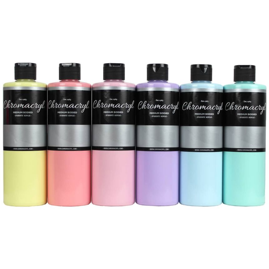 Chromacryl Students' Acrylic - Pastel Set of 6, 16.09 oz Bottles