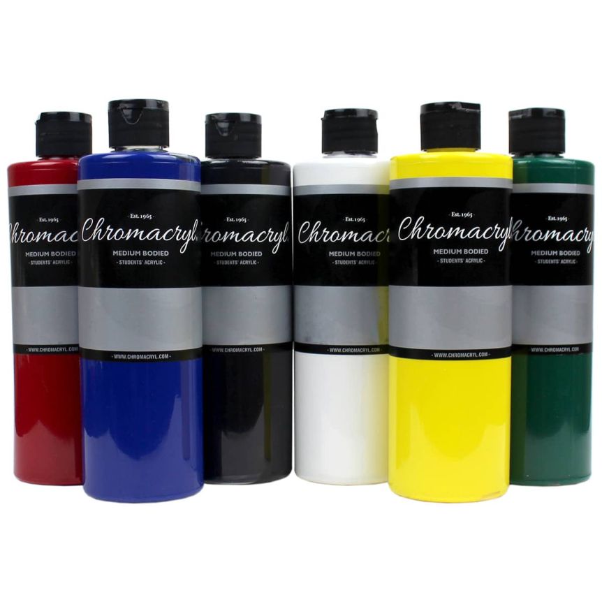 Chromacryl Students' Acrylic - Primary Set of 6, 16.09 oz Bottles