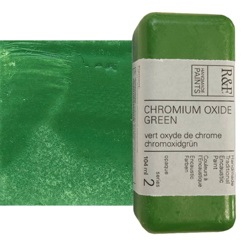 R&F Encaustic Handmade Paint 104 ml Block - Chromium Oxide