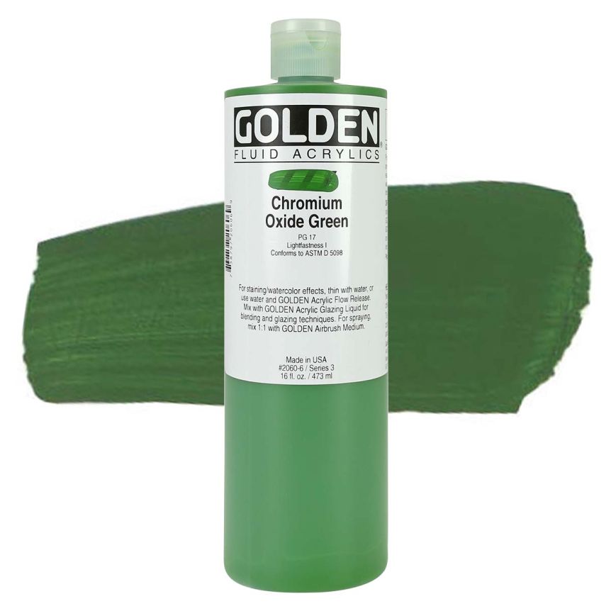 GOLDEN Fluid Acrylics Chromium Oxide Green, 16oz