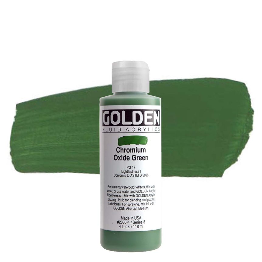 GOLDEN Fluid Acrylics Chromium Oxide Green, 4oz
