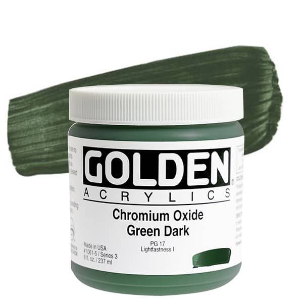 GOLDEN Heavy Body Acrylics - Chromium Oxide Green Dark, 8oz Jar