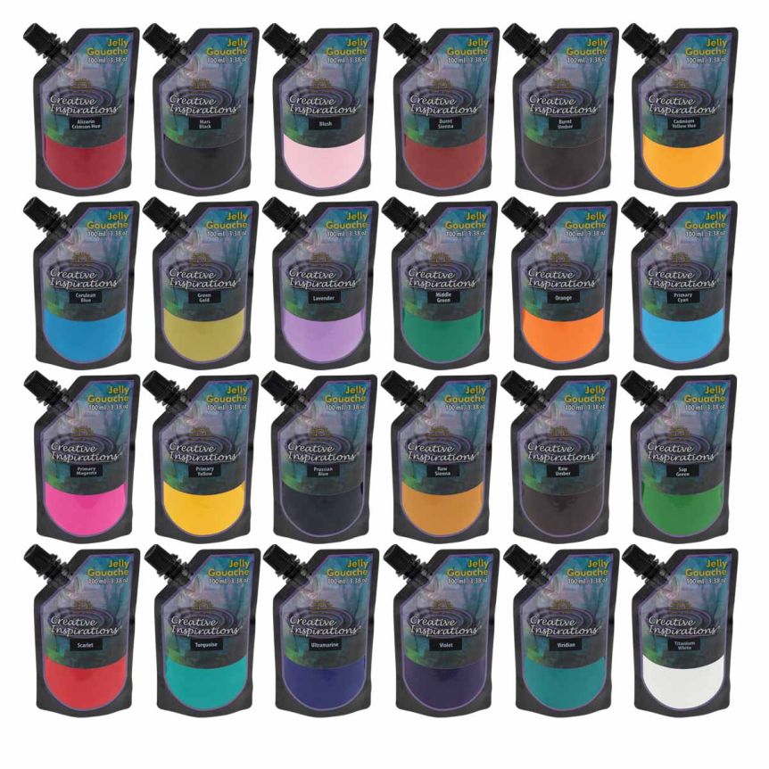 Creative Inspirations Jelly Gouache Set of 24, 100ml Pouches