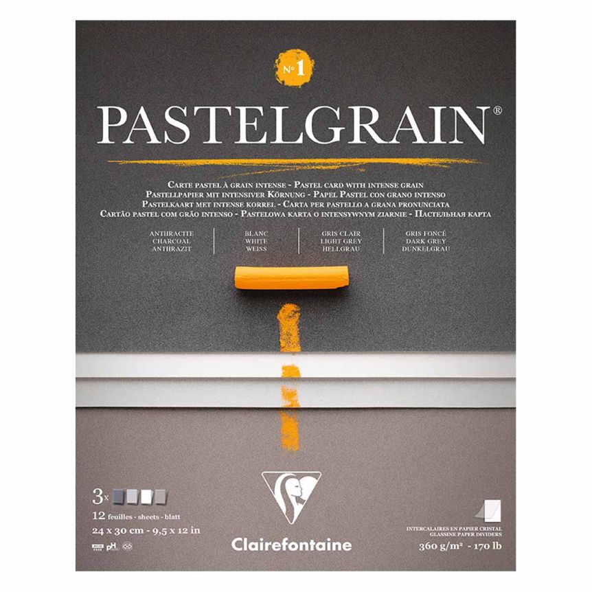 Pastelgrain Pad - Grey Shades, 24 x 30 cm (12 Sheets)