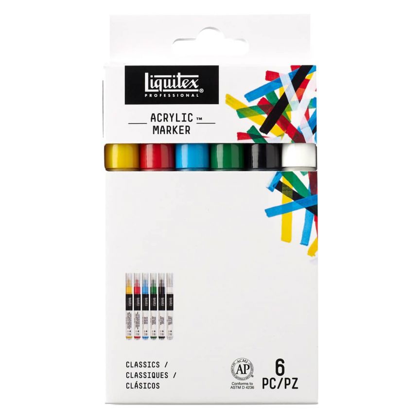  Liquitex Professional Paint Markers Fine Set of 6 - Classic Colors, 2mm