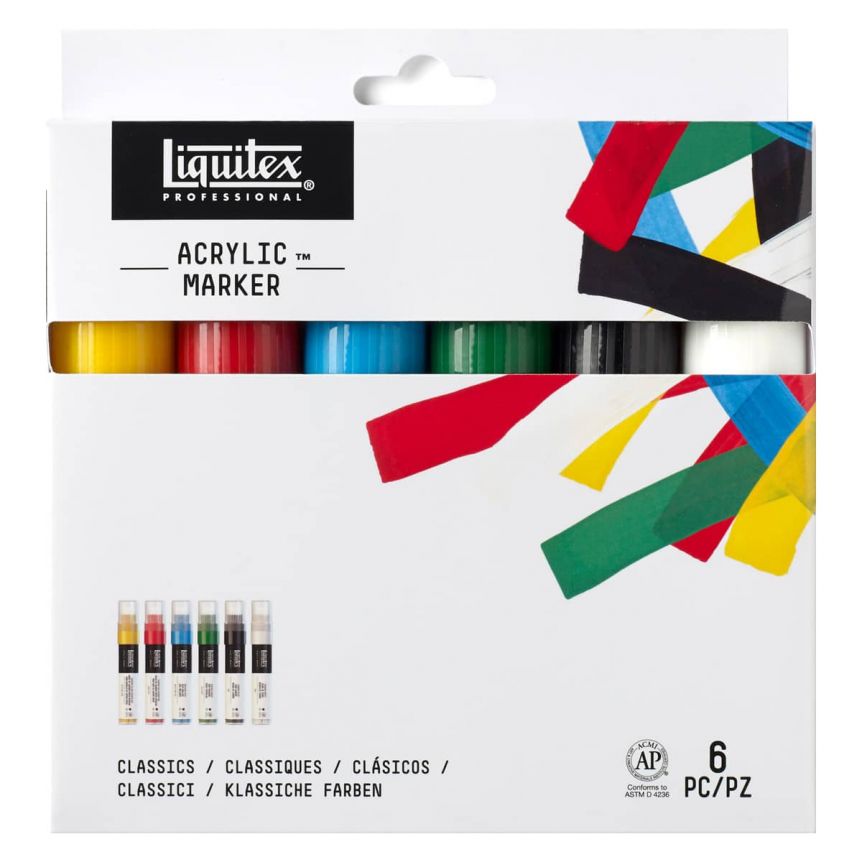 Liquitex Professional Paint Markers Wide Set of 6 Classic Colors