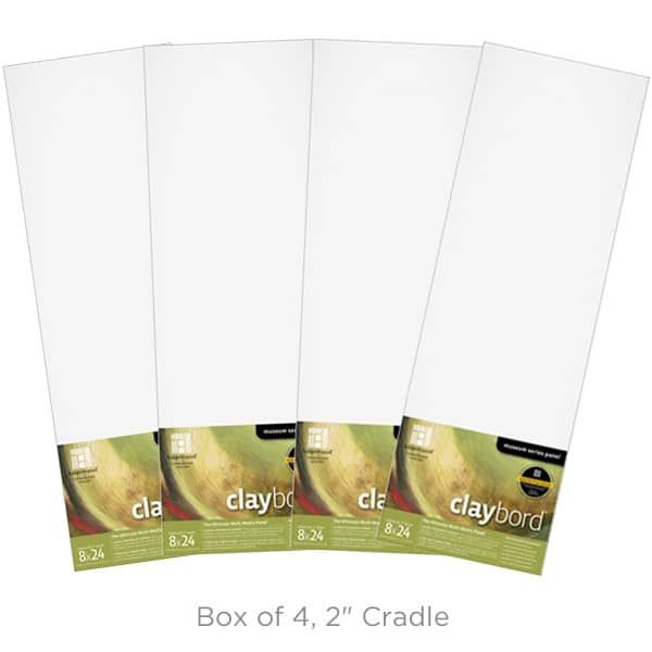 Ampersand Claybord Panel 2" Cradle 8" x 24" (Box of 4) Jerry's Artarama