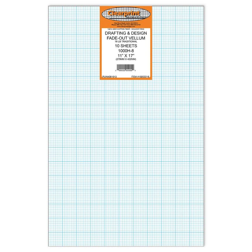 Clearprint 1000H Vellum Transparent 8" x 8" Grid Sheets 11 x 17
