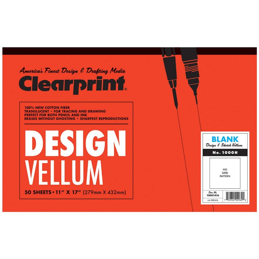 Clearprint 1000H Design Vellum Pads 16 lb 11" x 17" (50 Sheets)