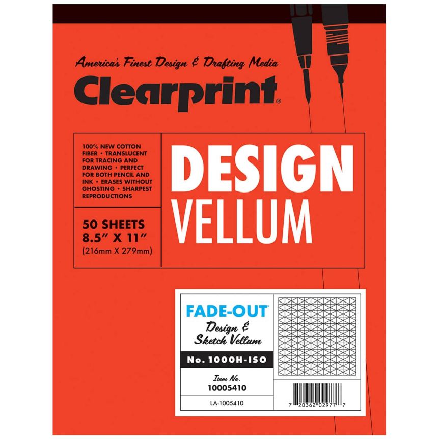 Clearprint 1000H Design Vellum Pads Transparent Isometric Pad 8-1/2" x 11"