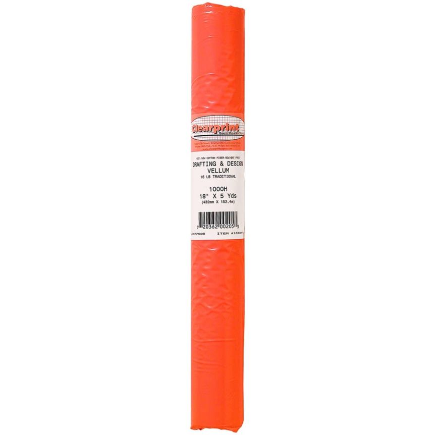 Clearprint 1000H Design Vellum Pads Transparent Plain 18" x 5 yd Roll
