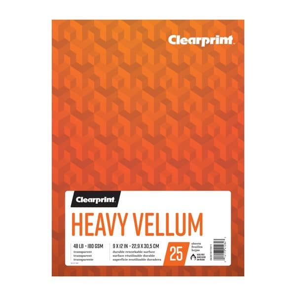 Clearprint Heavy Vellum Pad 9x12in 48lb 25 Sheets