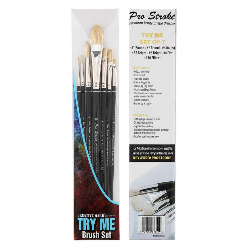 Filbert 10 Creative Mark Pro Stroke Premium Artist White ChungKing Hog Bristle Paint Brush 