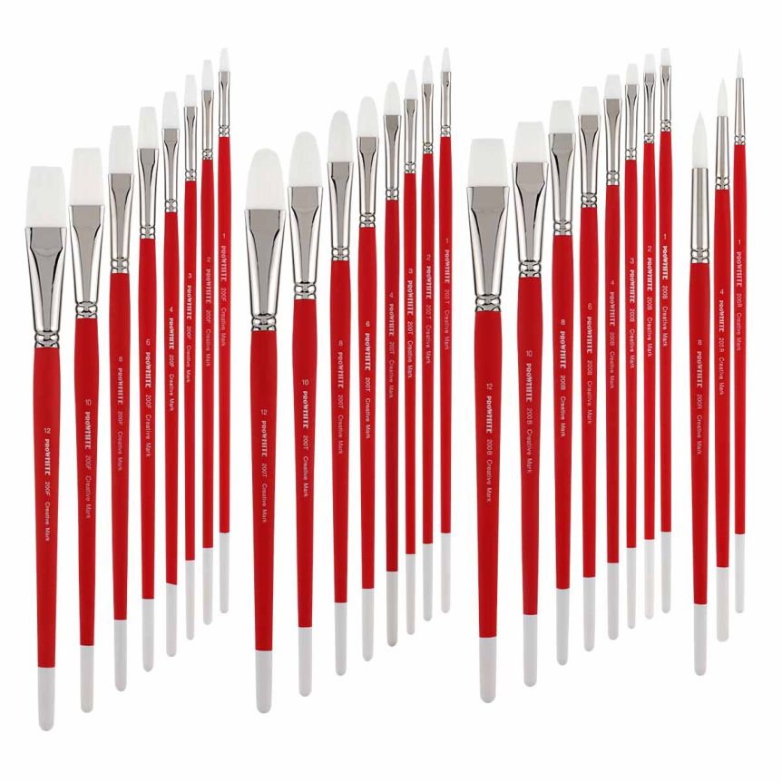 Creative Mark Pro White Soft Filament Hair Acrylic Complete Brush (Set of 27)