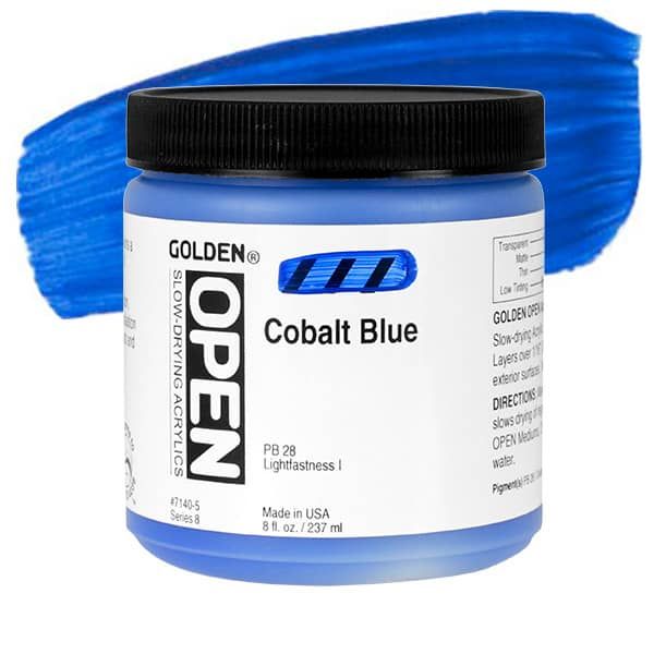 GOLDEN Open Acrylic Paints Cobalt Blue 8 oz Jerry's Artarama