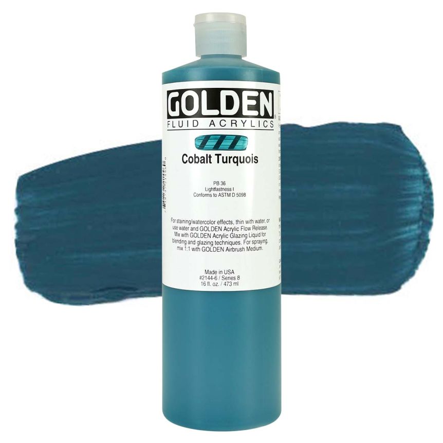GOLDEN Fluid Acrylics Cobalt Turquoise, 16oz