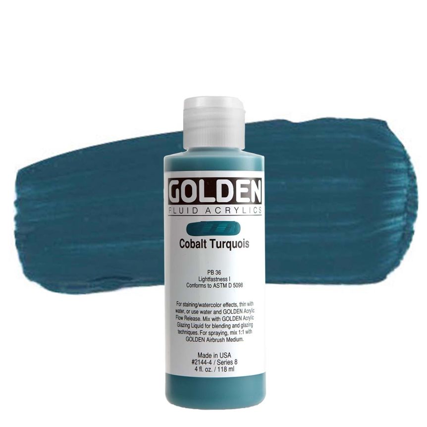 GOLDEN Fluid Acrylics Cobalt Turquoise, 4oz