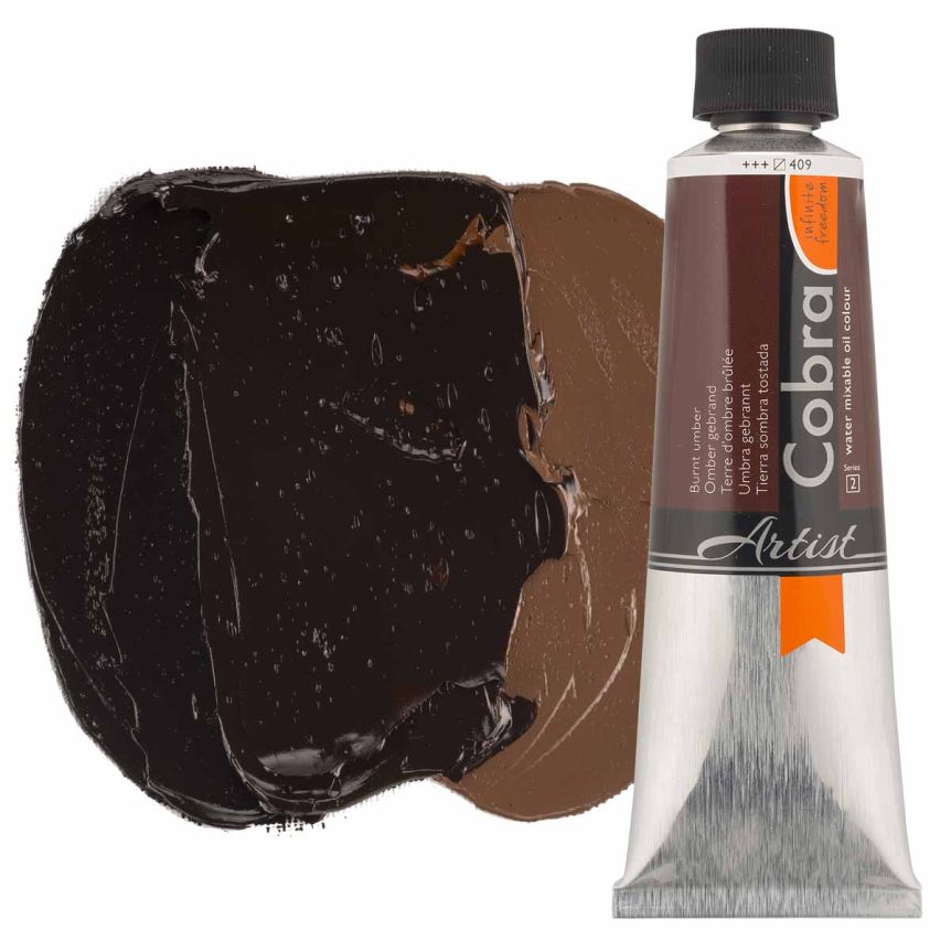 Cobra Water-Mixable Oil Color, Burnt Umber 150ml Tube