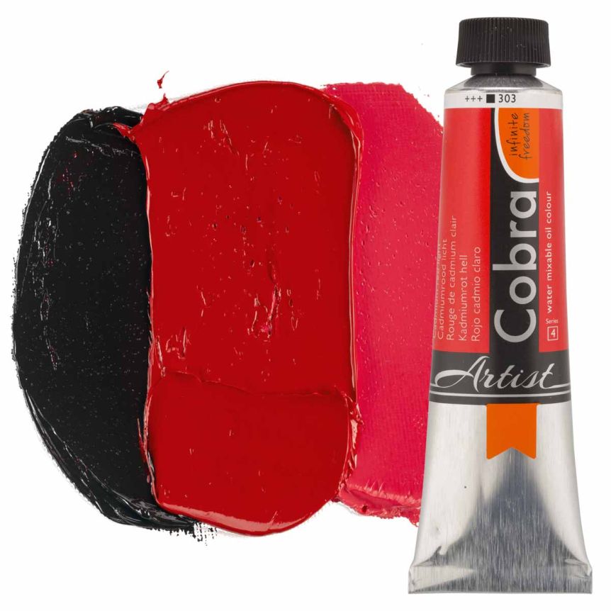 Cobra Water-Mixable Oil Color, Cadmium Red Light 150ml Tube